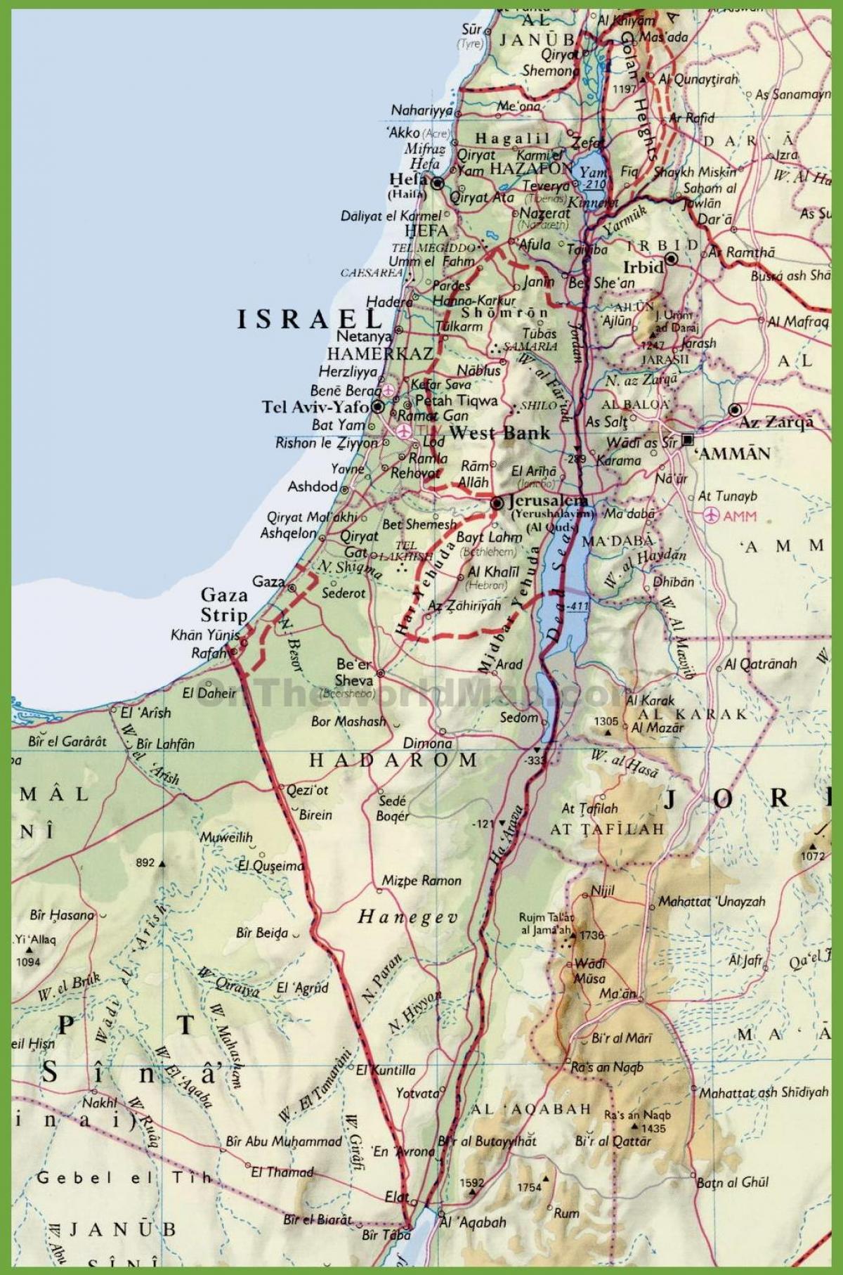 izraeli qytetet hartë